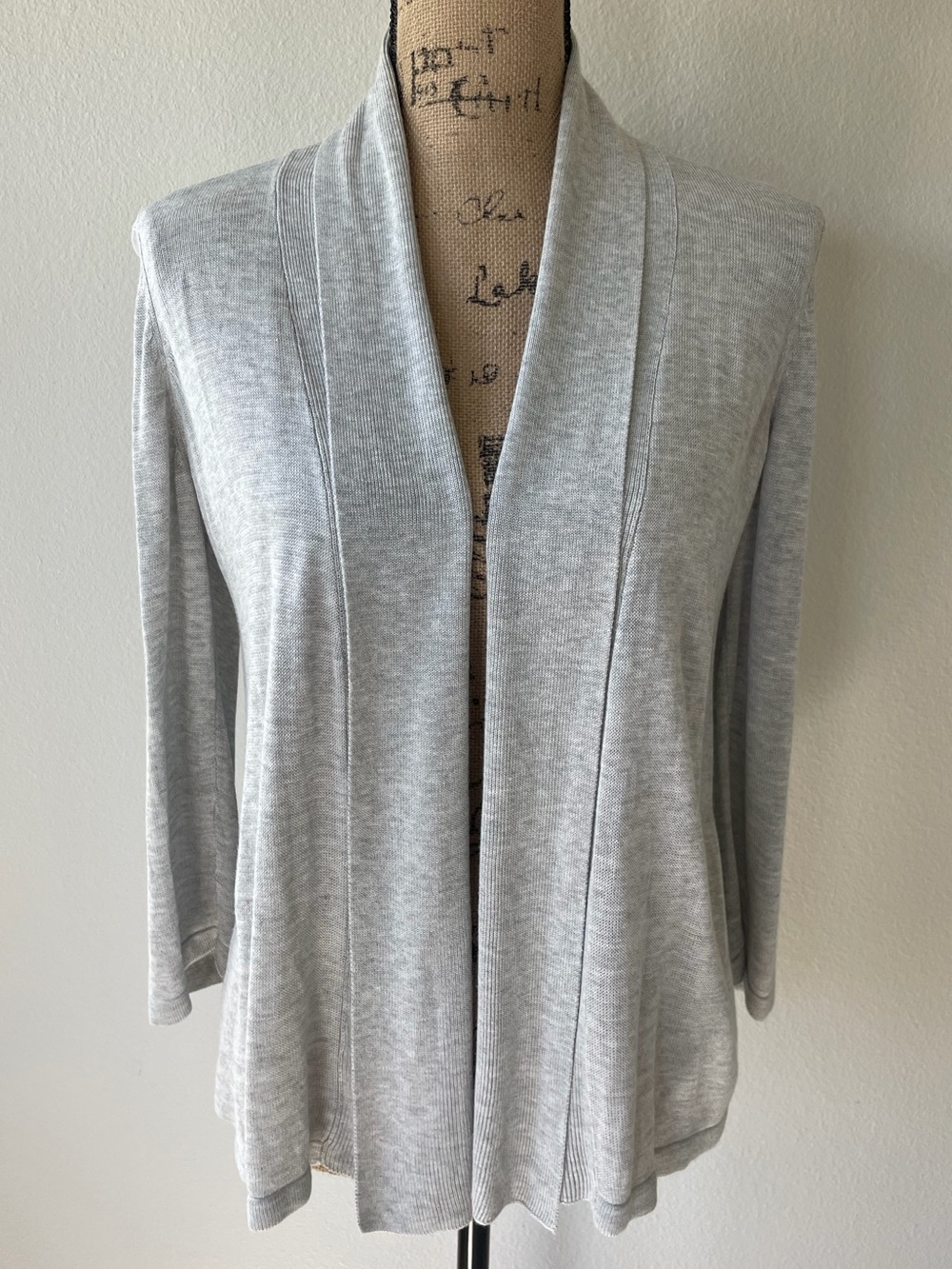 Cyrus Light Gray Open-Front Shawl Collar Cardigan